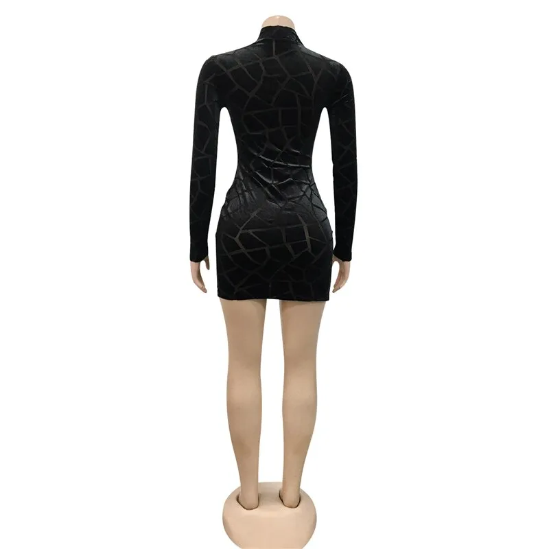 Womens Body Hugging Velvet Mini Dress