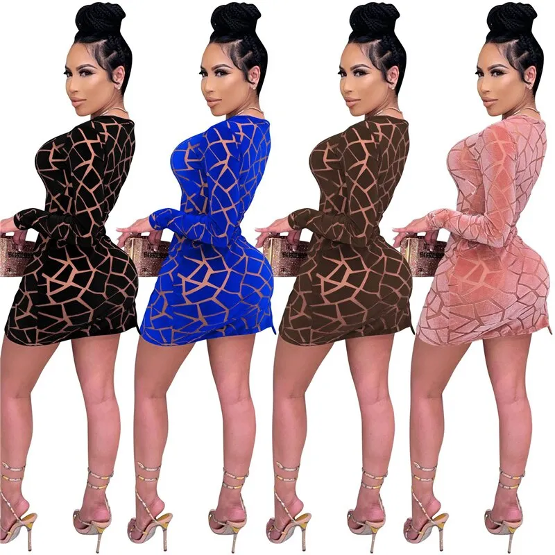 Womens Body Hugging Velvet Mini Dress