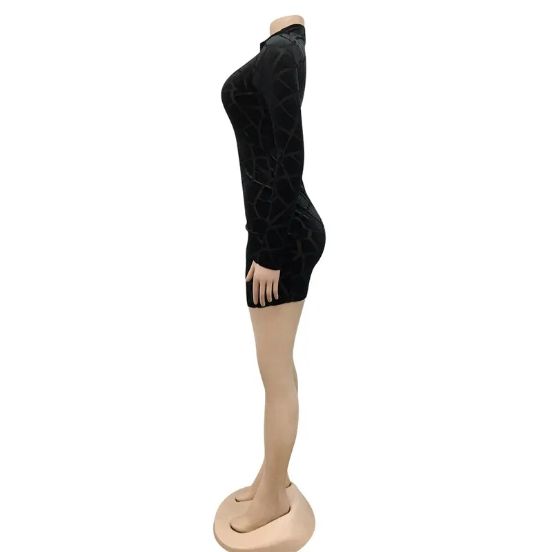 Womens Body Hugging Velvet Mini Dress