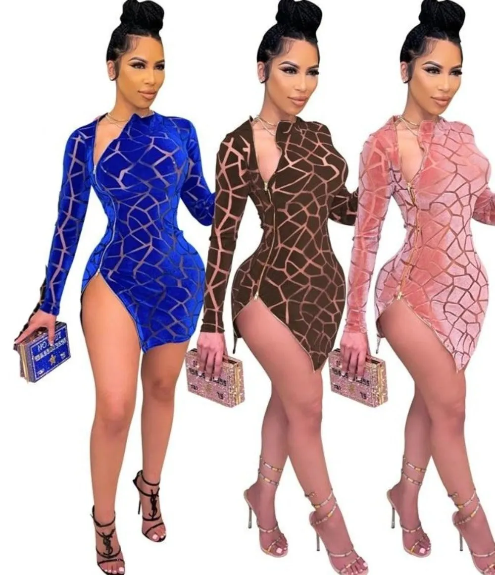 Womens Body Hugging Velvet Mini Dress