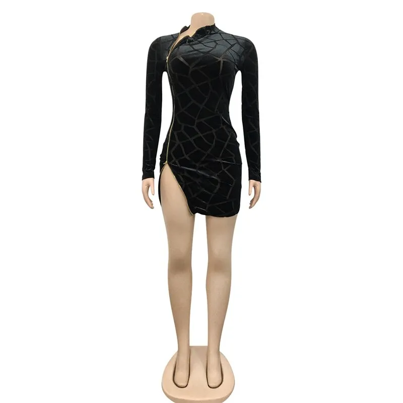 Womens Body Hugging Velvet Mini Dress
