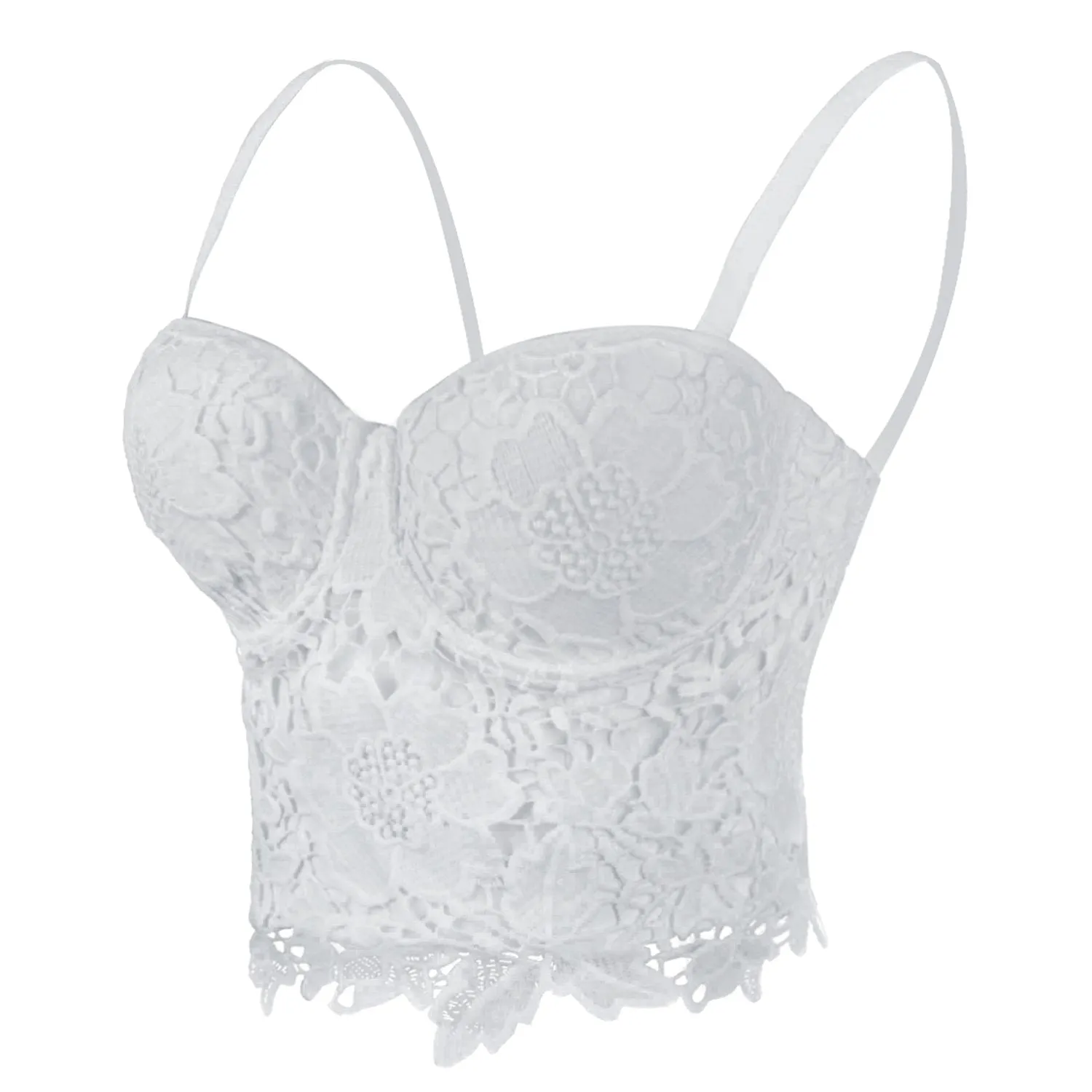 Women's Embroidery Flower Lace Bustier Crop Top