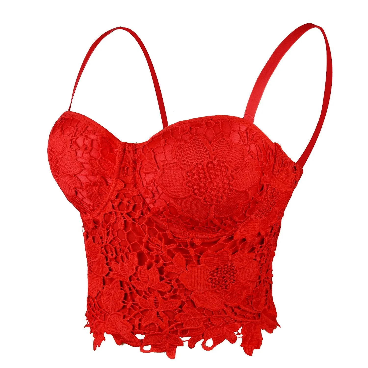 Women's Embroidery Flower Lace Bustier Crop Top
