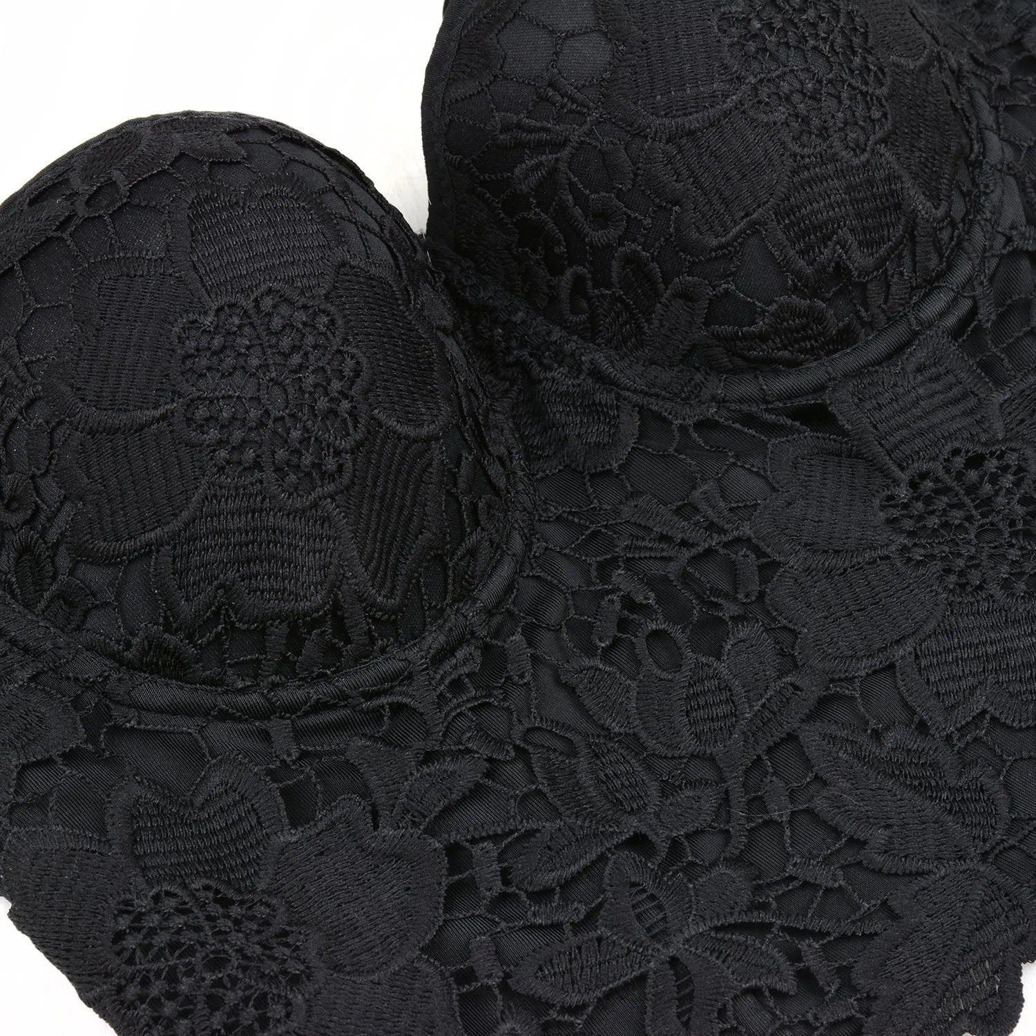 Women's Embroidery Flower Lace Bustier Crop Top