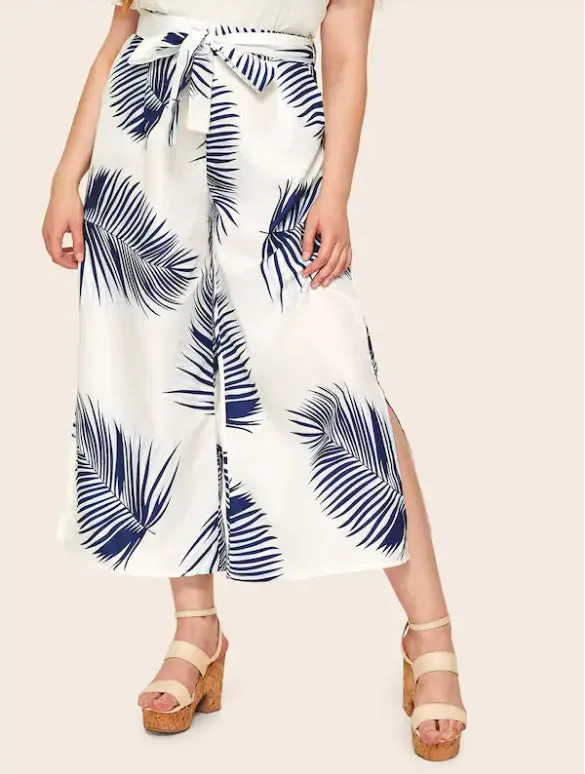Women's Large Size New Loose Printed Wide Leg Pants