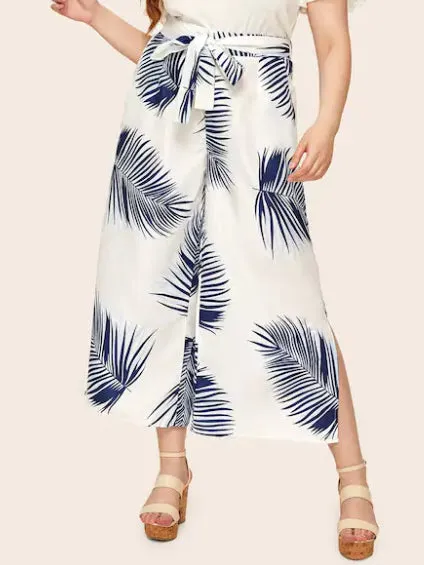 Women's Large Size New Loose Printed Wide Leg Pants