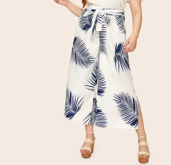Women's Large Size New Loose Printed Wide Leg Pants