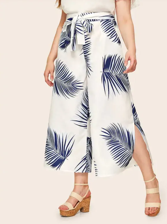 Women's Large Size New Loose Printed Wide Leg Pants