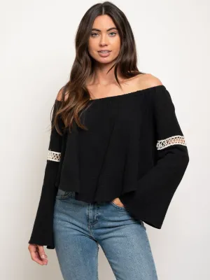 WOMEN'S OFF SHOULDER BELL SLEEVE TOP