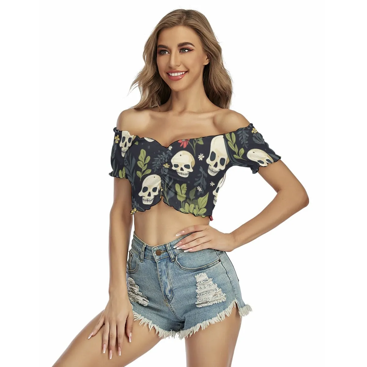 Women's Off-shoulder Crop Short Sleeve Top