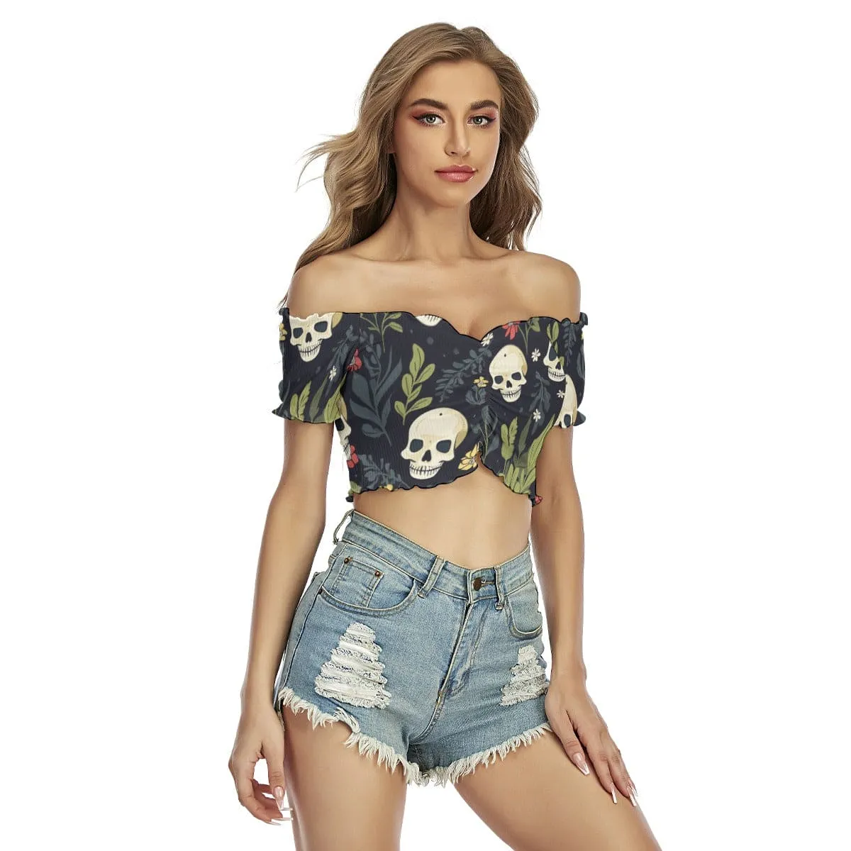 Women's Off-shoulder Crop Short Sleeve Top