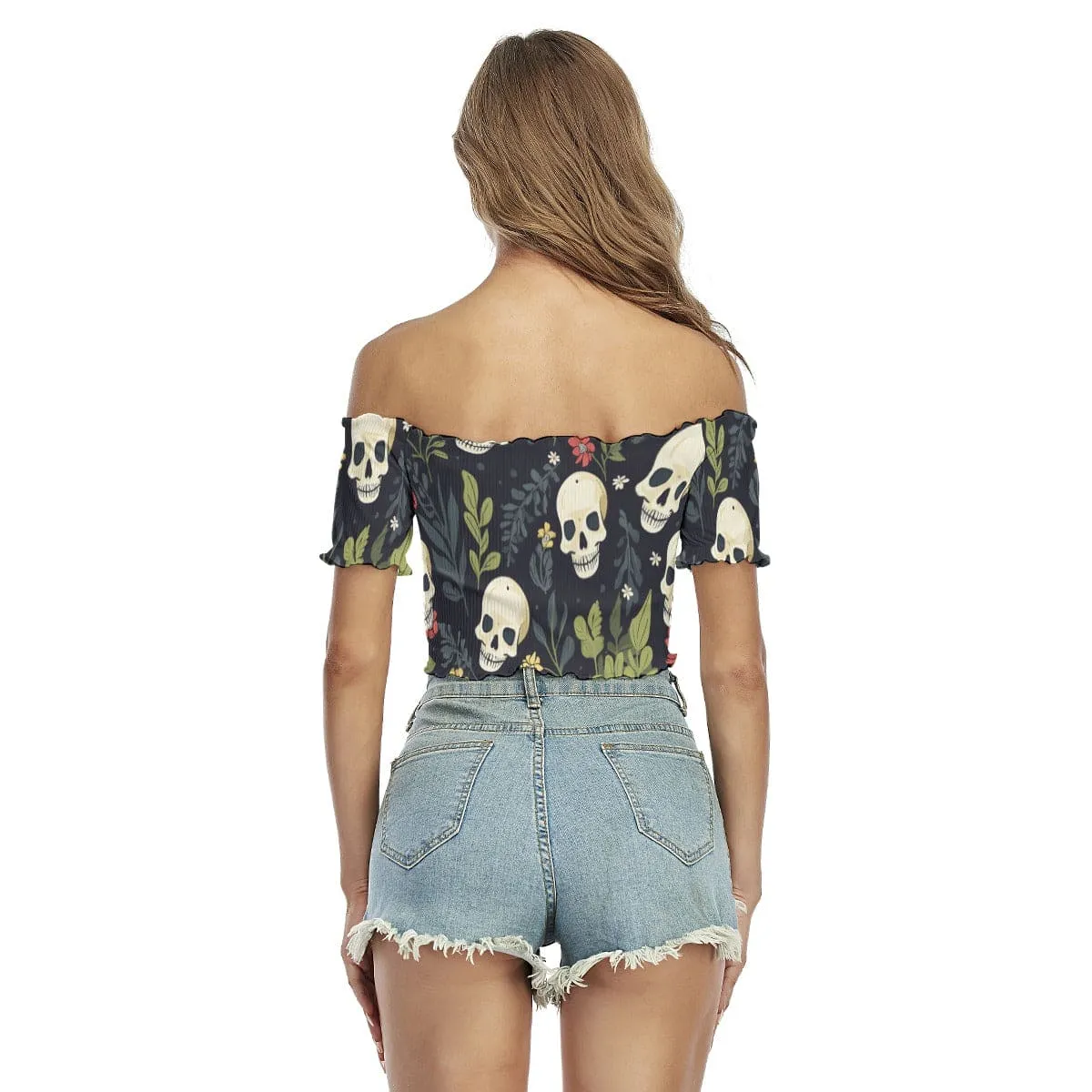 Women's Off-shoulder Crop Short Sleeve Top