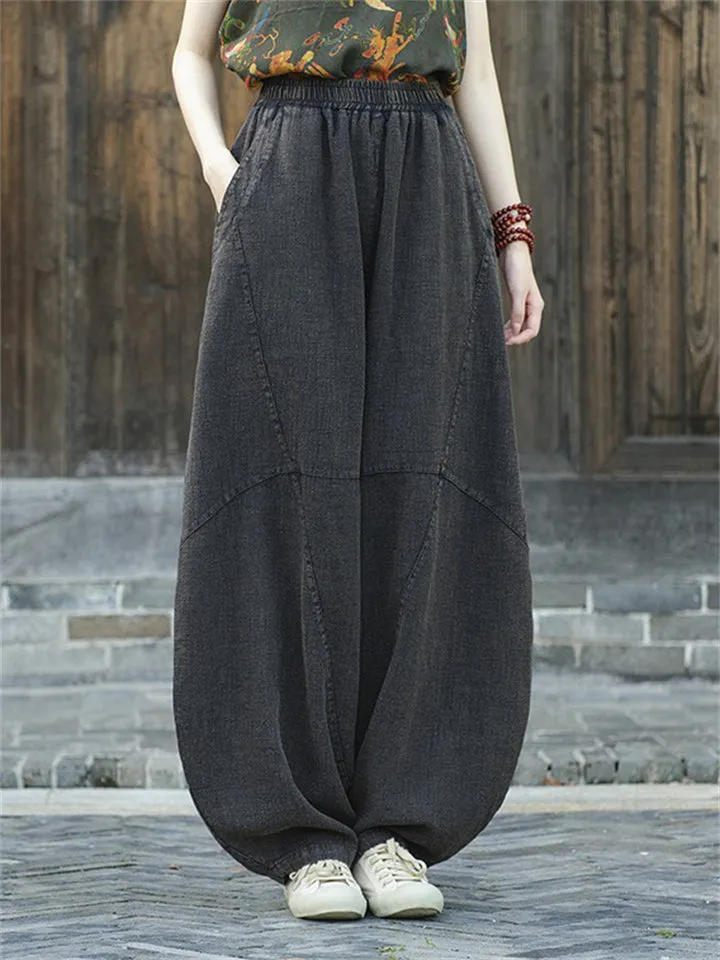 Women's Original Design Zen Style Oversized Ramie Linen Lantern Pants