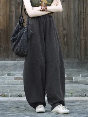 Women's Original Design Zen Style Oversized Ramie Linen Lantern Pants