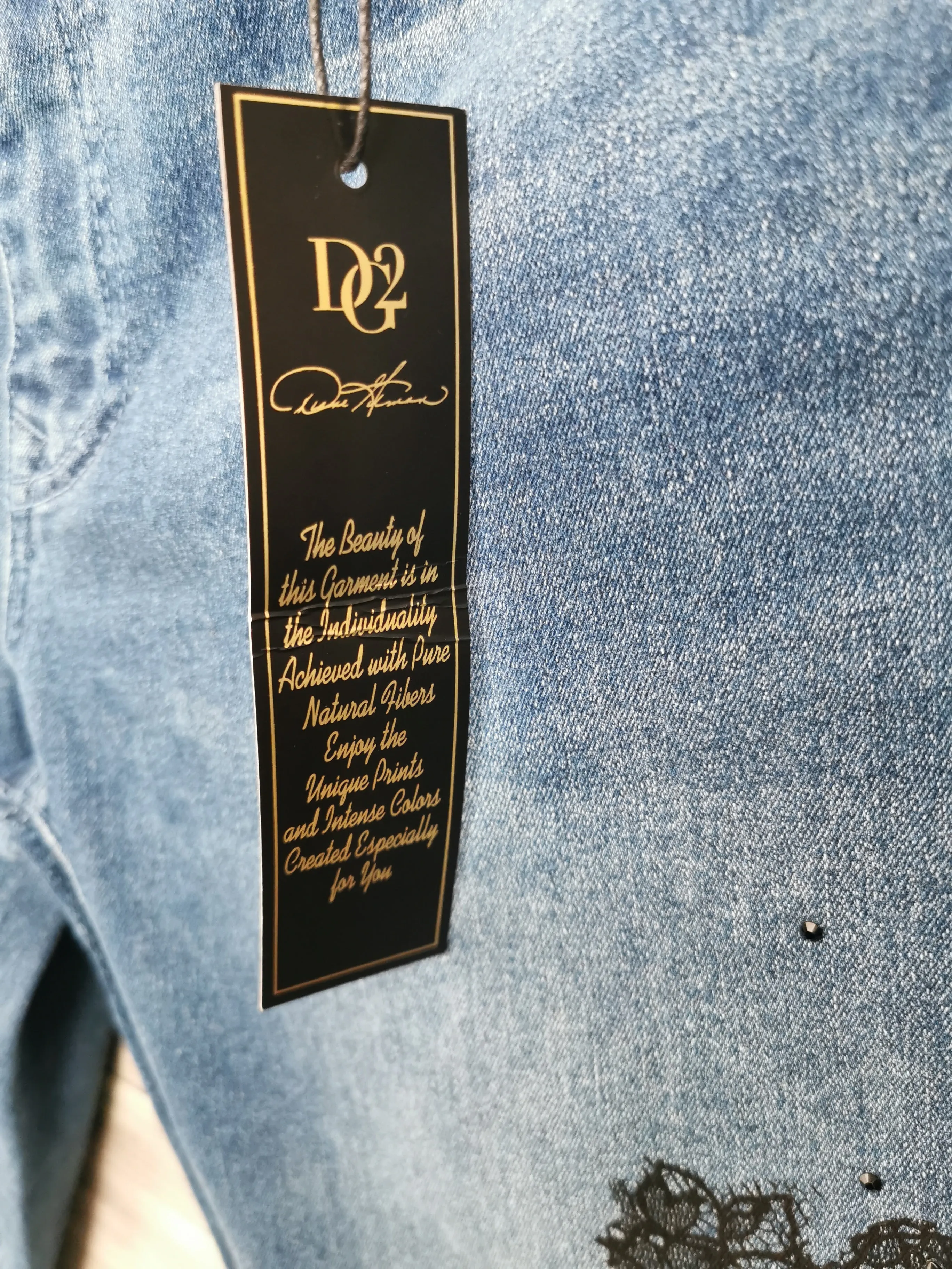 WOMENS PLUS SIZE 24 PETITE - DG2 By Diane Gilman, Bohemian Lace Embroidered Stretchy Jeans NWT B27