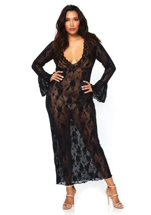 Women's Stretch Lace Deep-V Long Sleeve