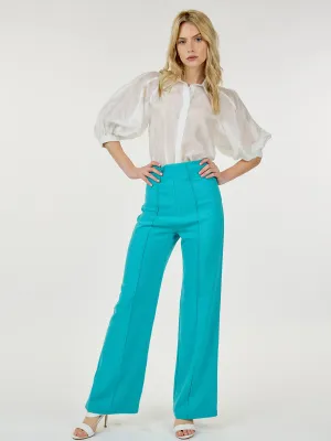 WOMEN'S ZIP UP WIDE LEG PANTS