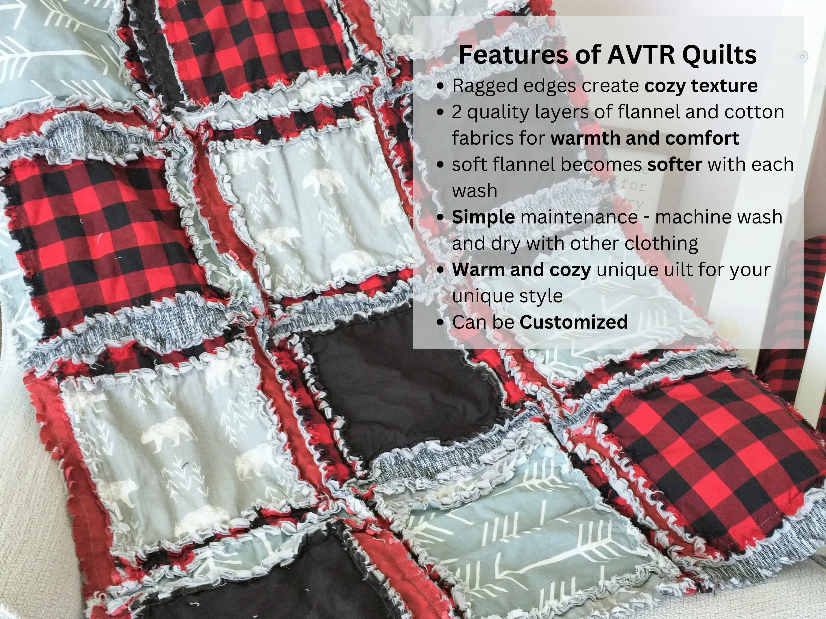 Woodland Theme Lumberjack Blanket Plaid Crib Bedding, Baby Boy Quilts for Sale, Toddler Bedding Boy