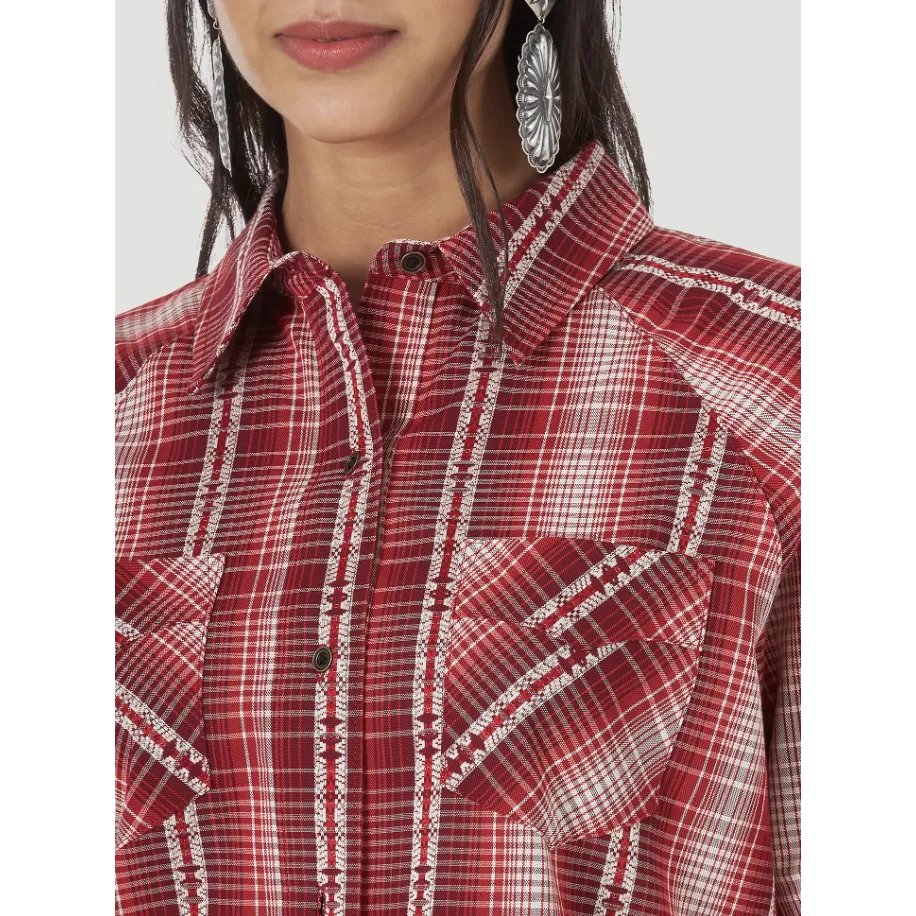 Wrangler Women's Wrangler Retro® Long Sleeve Flannel Plaid Shirt - Red Multi