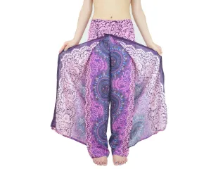 Wrap pants Boho beach pants hippie pants Vacation Open Leg Pants Bohemian wrap around pants with elastic in the back