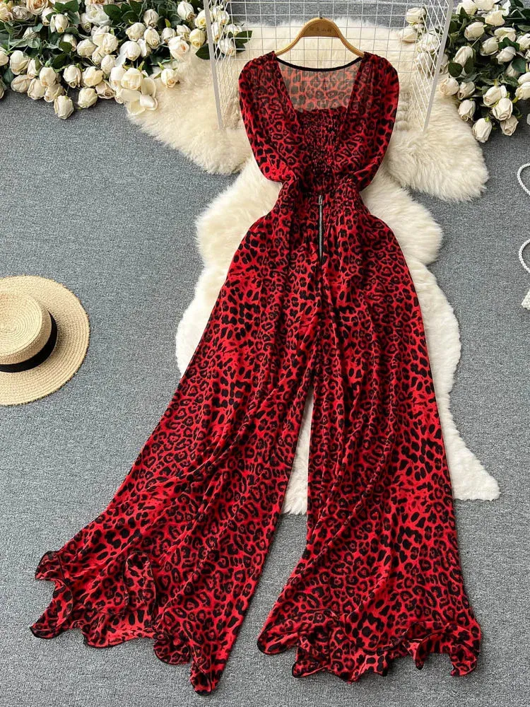 XFPV Women's Square Neck Sleeveless Jumpsuit Waistband Slim Loose Wide Leg Pants Romper Y2k Fashion Spring Summer 2025 SM11657