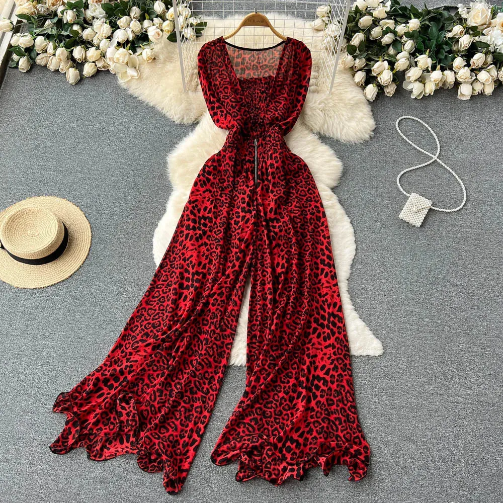 XFPV Women's Square Neck Sleeveless Jumpsuit Waistband Slim Loose Wide Leg Pants Romper Y2k Fashion Spring Summer 2025 SM11657