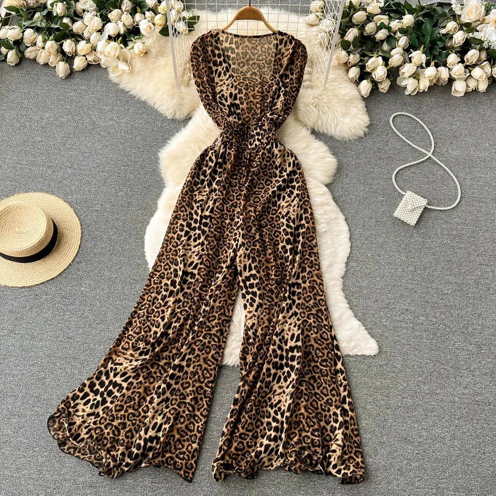 XFPV Women's Square Neck Sleeveless Jumpsuit Waistband Slim Loose Wide Leg Pants Romper Y2k Fashion Spring Summer 2025 SM11657