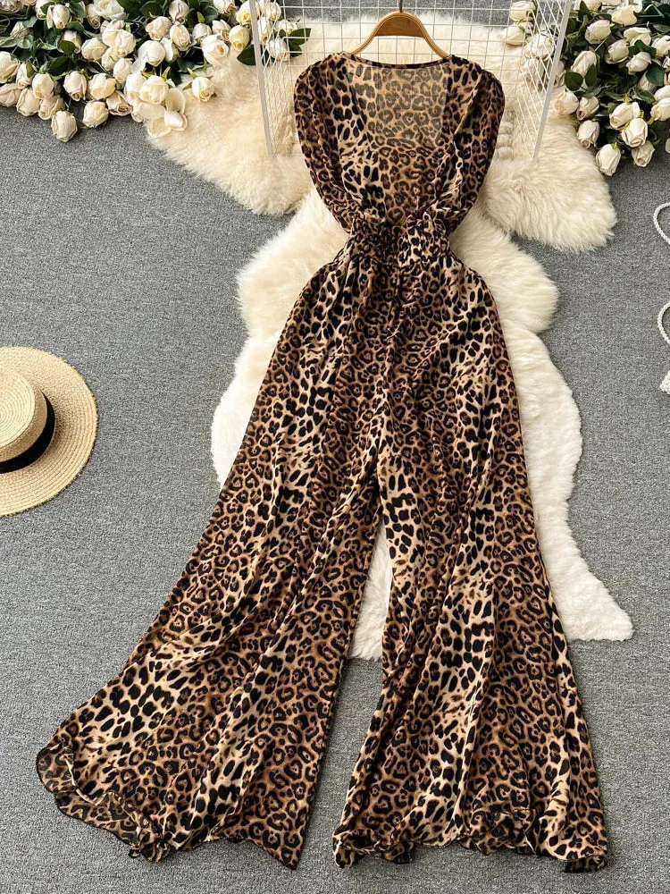XFPV Women's Square Neck Sleeveless Jumpsuit Waistband Slim Loose Wide Leg Pants Romper Y2k Fashion Spring Summer 2025 SM11657