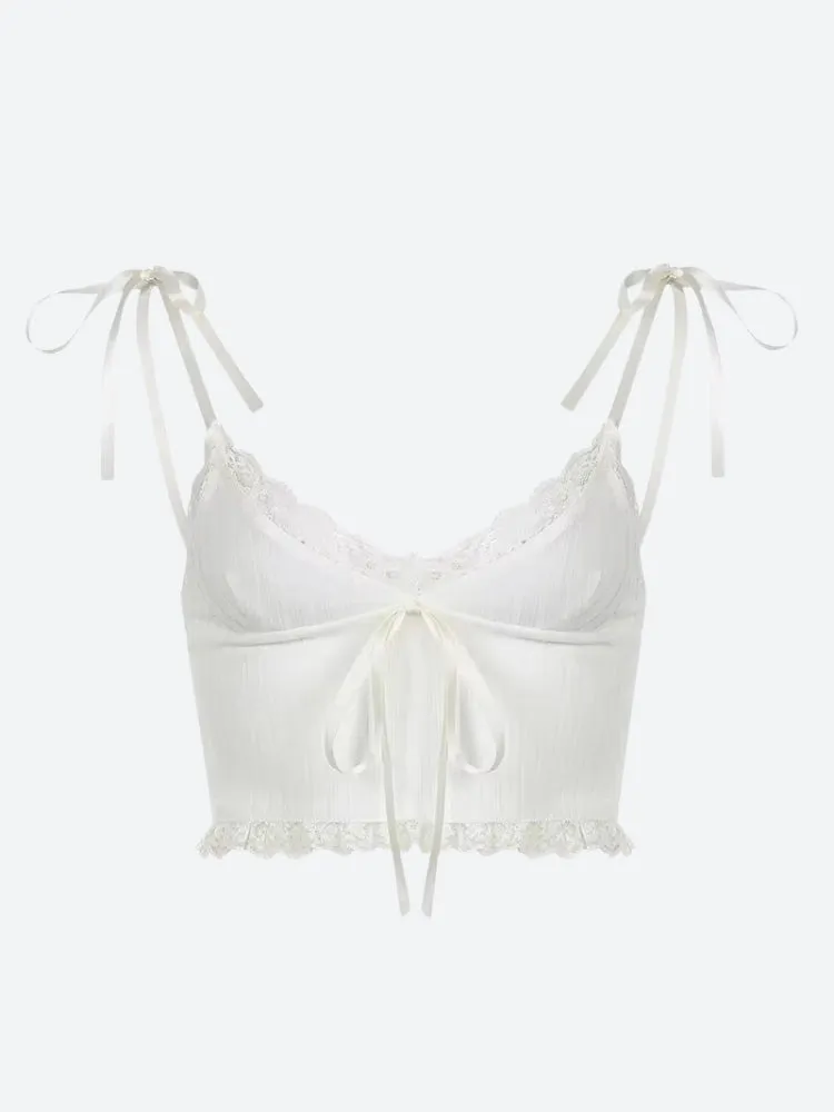 Y2K Bow Strap Crop Top