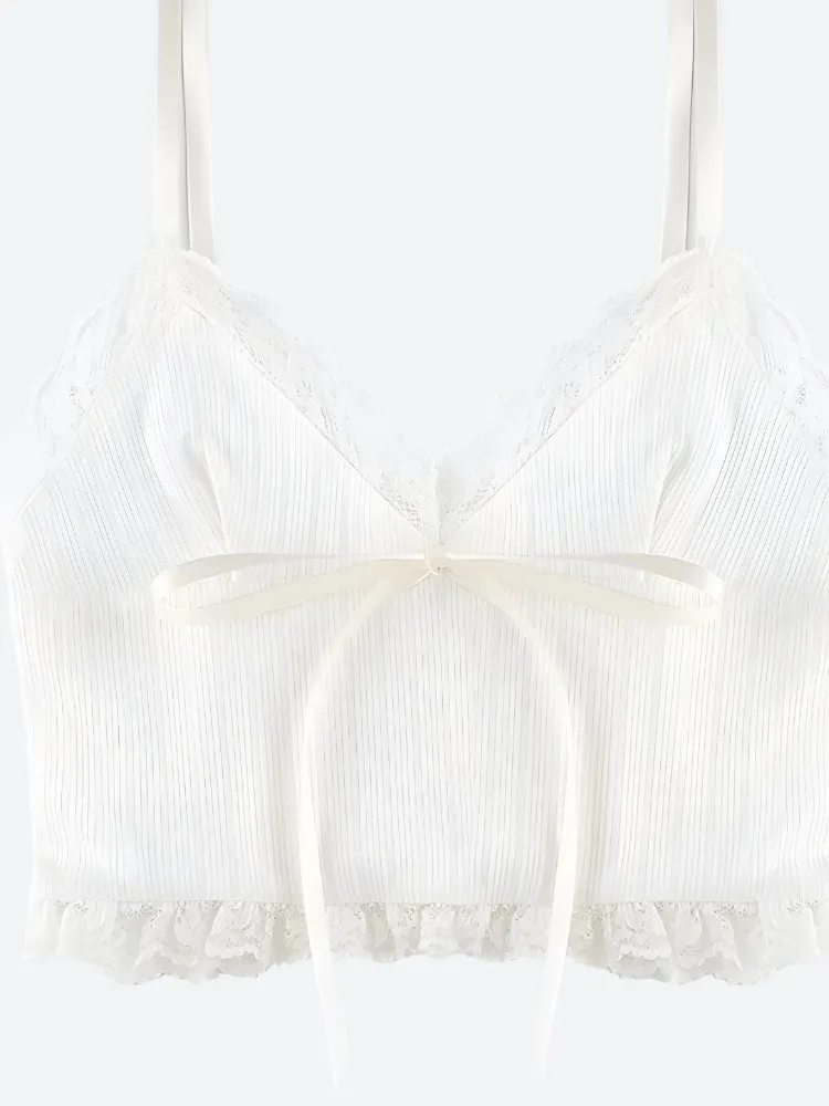 Y2K Bow Strap Crop Top
