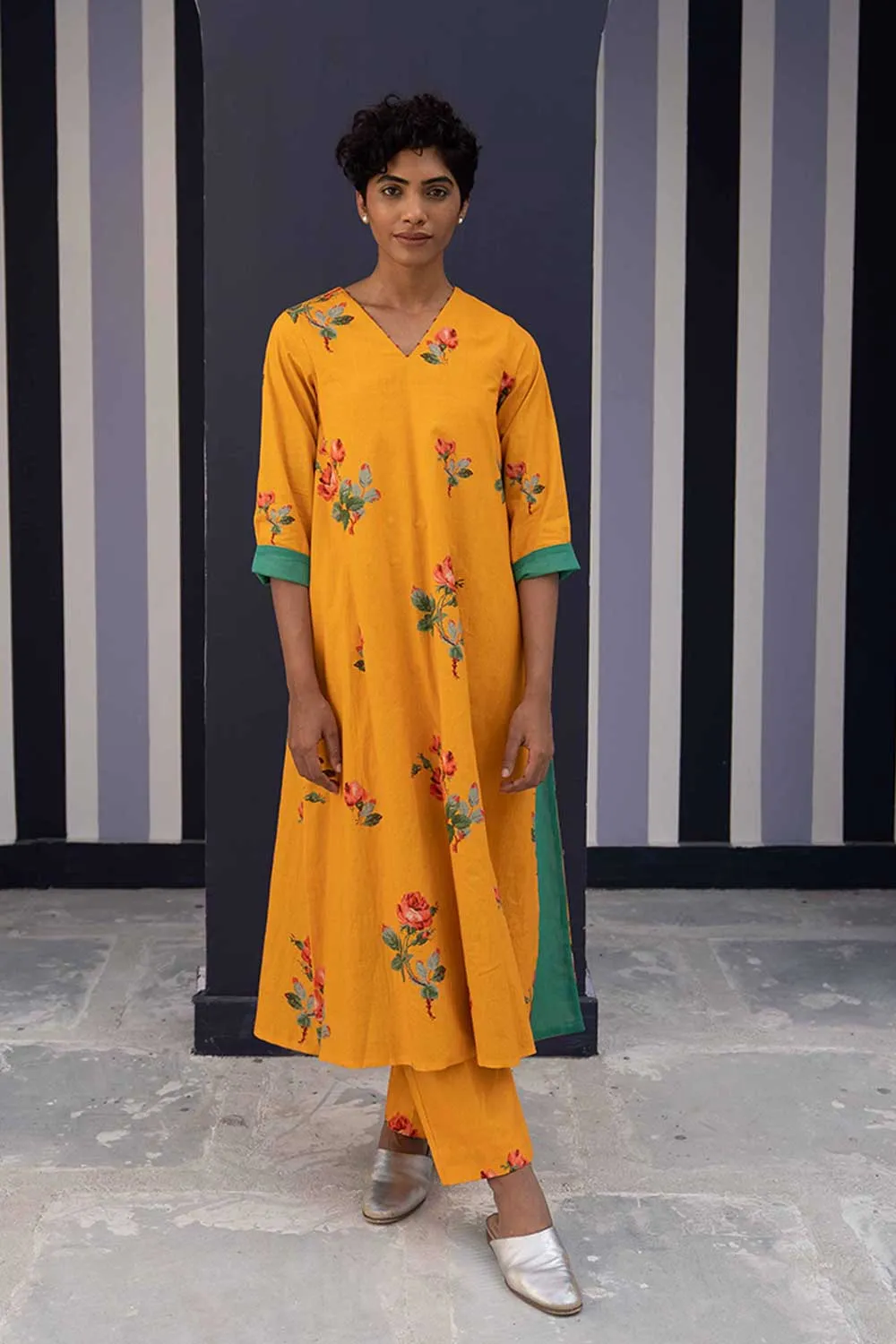 YAM   I   Granada GULKAND YELLOW KURTA SET 2  (KURTA & PANTS) COTTON YELLOW YAMBILLIE07