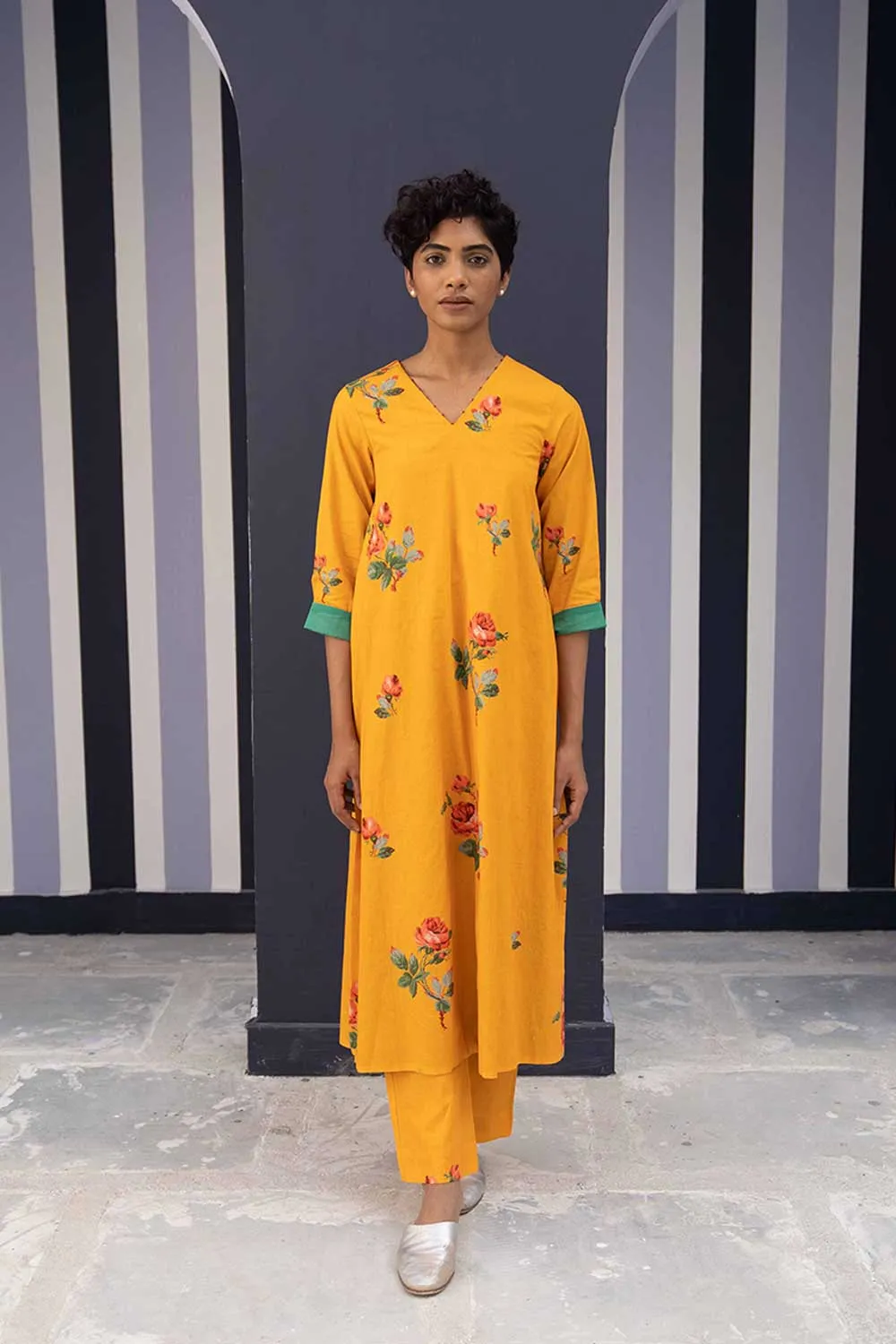 YAM   I   Granada GULKAND YELLOW KURTA SET 2  (KURTA & PANTS) COTTON YELLOW YAMBILLIE07