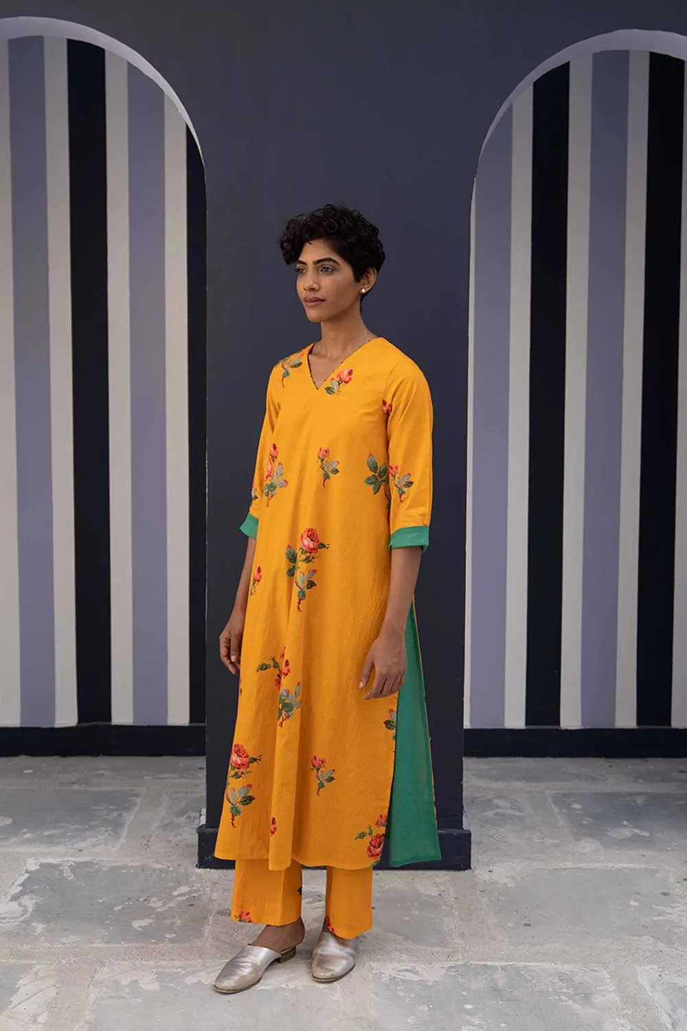 YAM   I   Granada GULKAND YELLOW KURTA SET 2  (KURTA & PANTS) COTTON YELLOW YAMBILLIE07