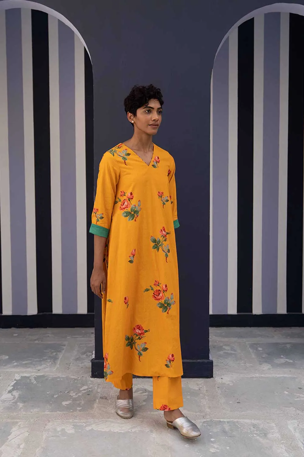 YAM   I   Granada GULKAND YELLOW KURTA SET 2  (KURTA & PANTS) COTTON YELLOW YAMBILLIE07