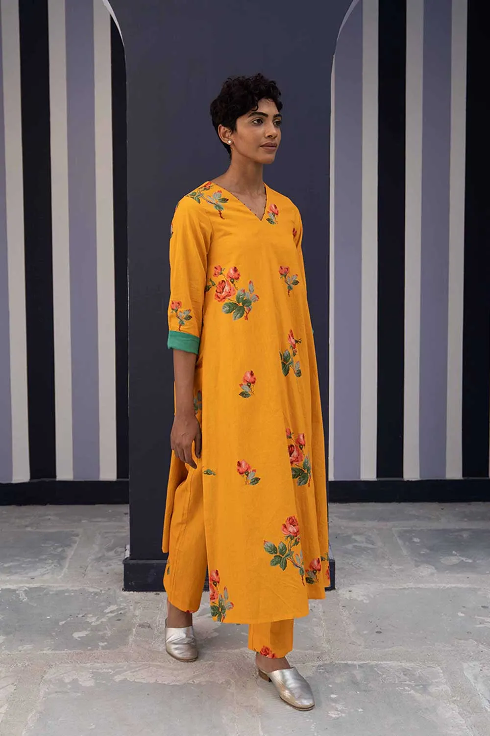 YAM   I   Granada GULKAND YELLOW KURTA SET 2  (KURTA & PANTS) COTTON YELLOW YAMBILLIE07