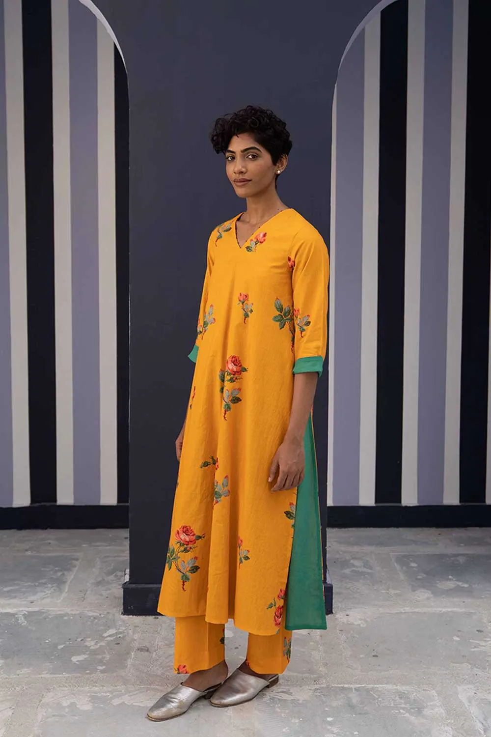 YAM   I   Granada GULKAND YELLOW KURTA SET 2  (KURTA & PANTS) COTTON YELLOW YAMBILLIE07