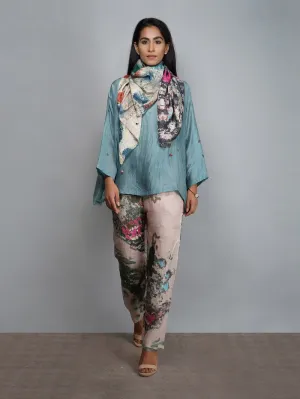 Yavi   I   Silk Top With Printed Pants And Scarf