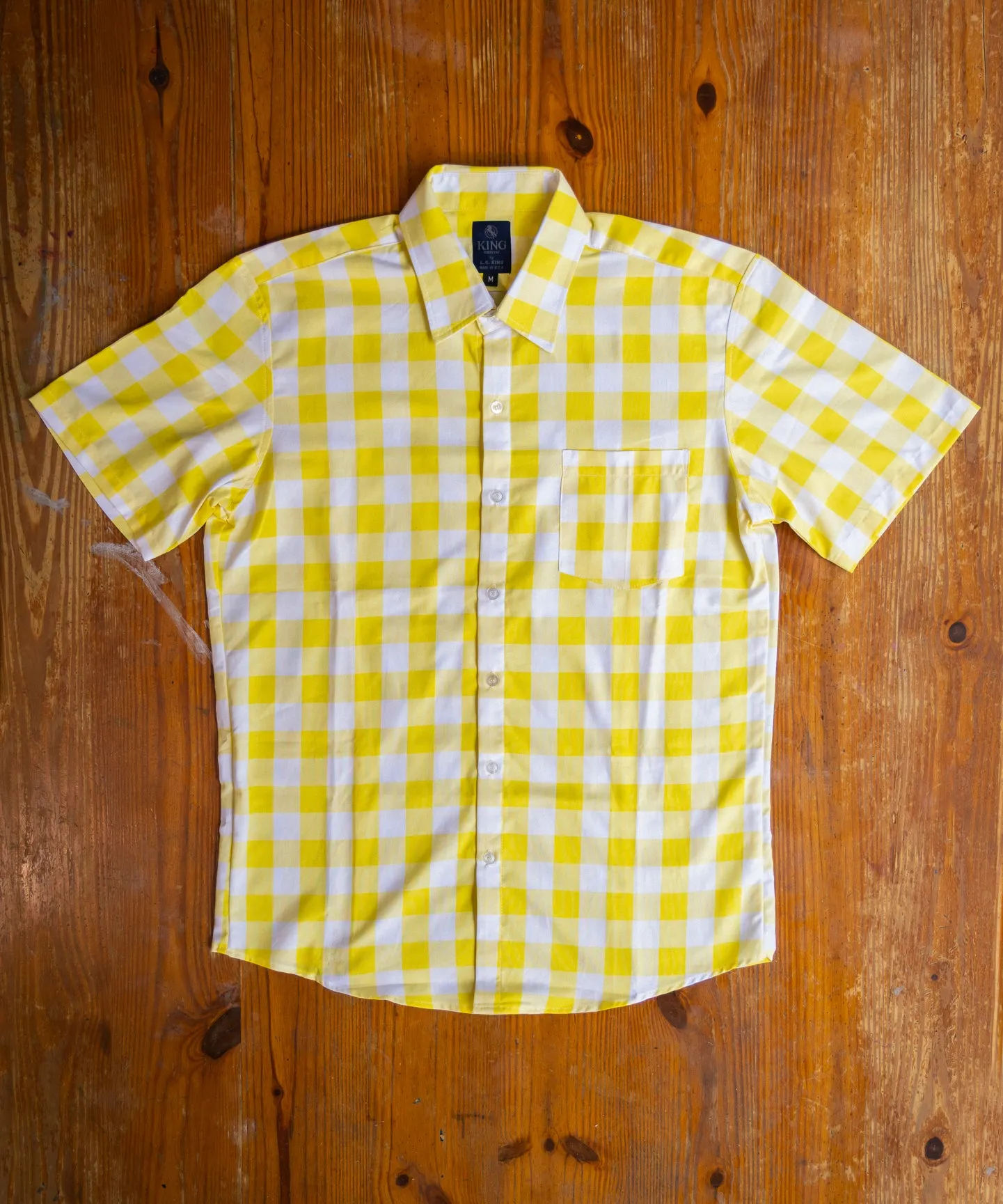 Yellow & White Buffalo Plaid Button Up