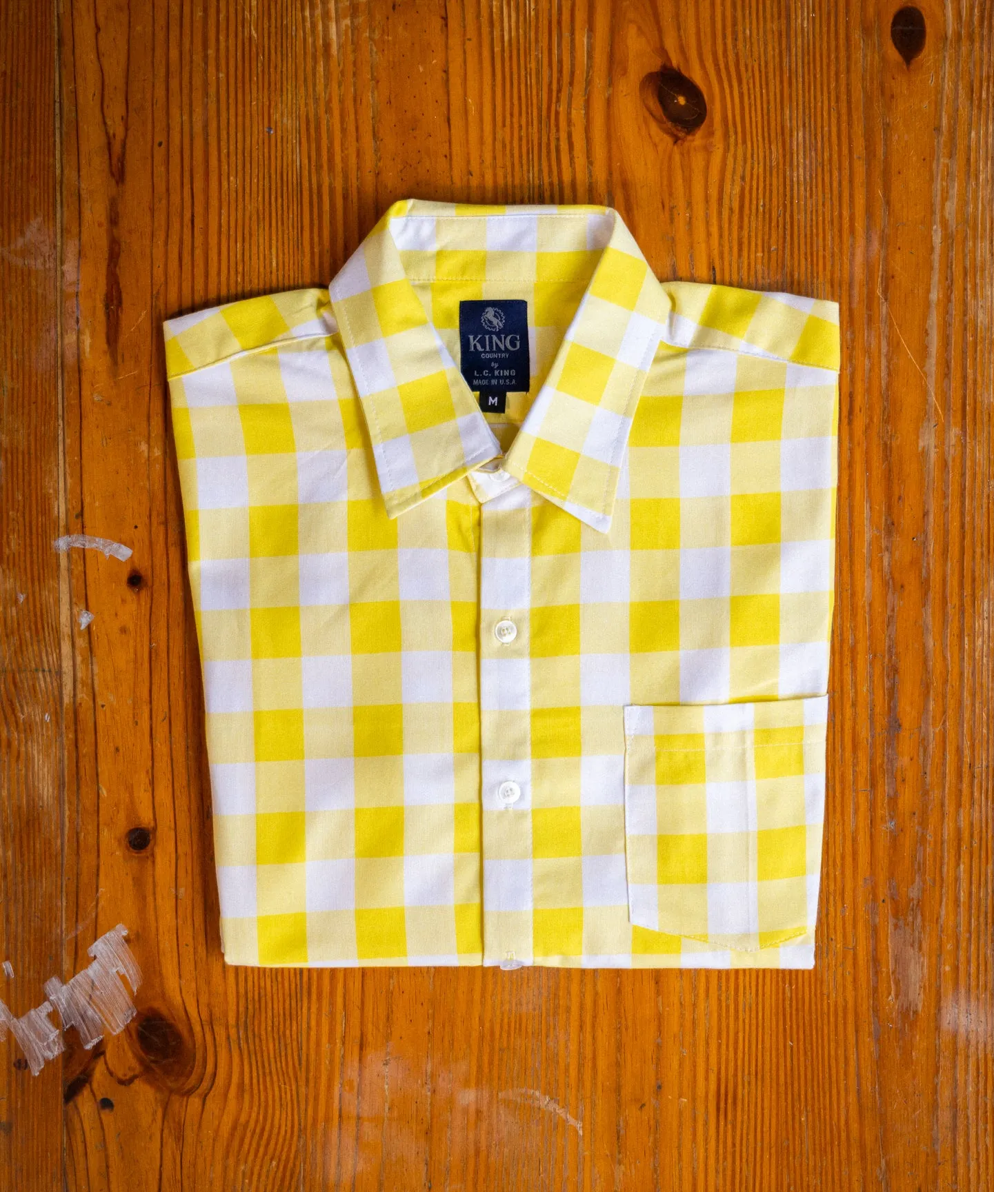 Yellow & White Buffalo Plaid Button Up