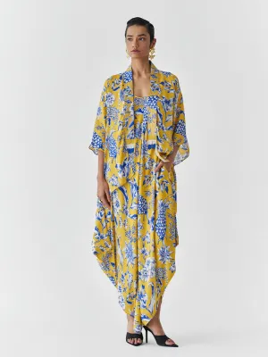 Yellow Pineapple Jumpsuit & Cape Set