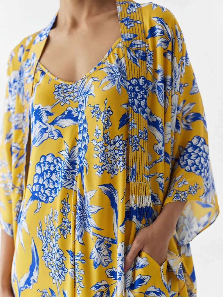 Yellow Pineapple Jumpsuit & Cape Set