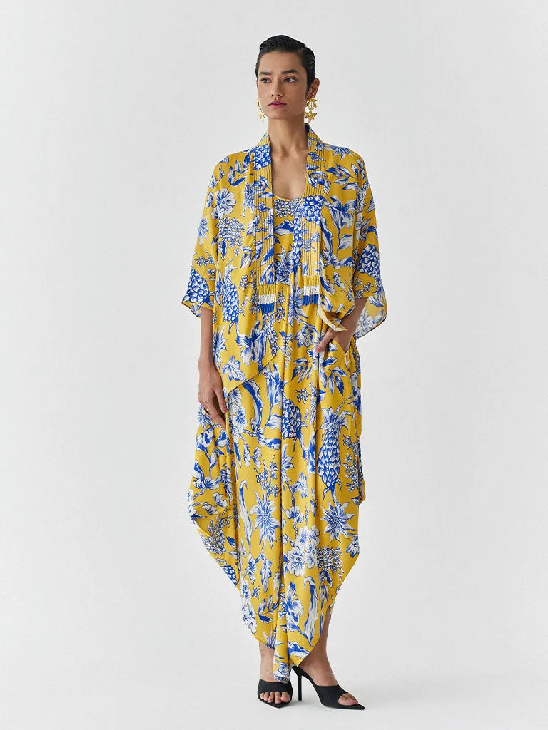 Yellow Pineapple Jumpsuit & Cape Set