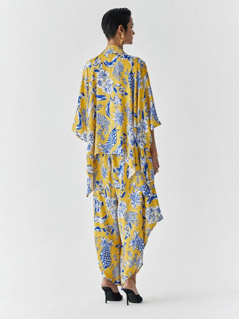 Yellow Pineapple Jumpsuit & Cape Set