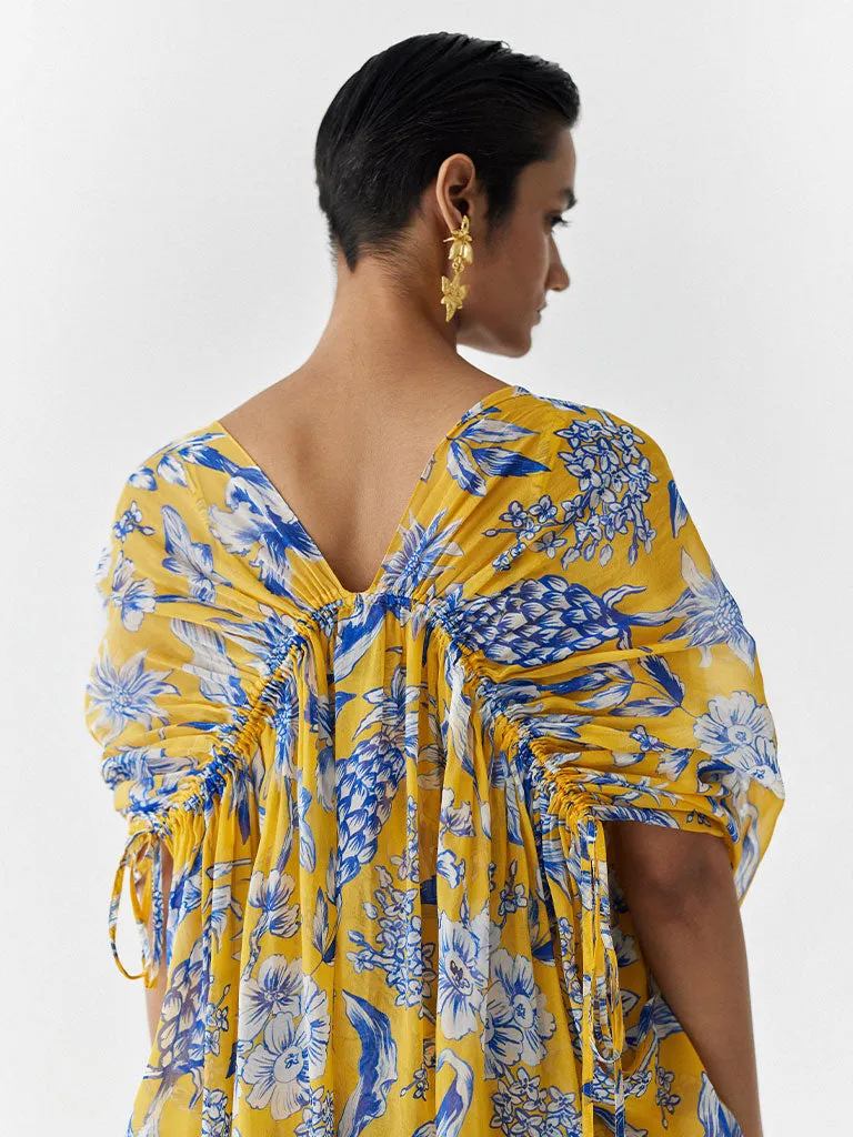 Yellow Pineapple Jumpsuit & Cape Set
