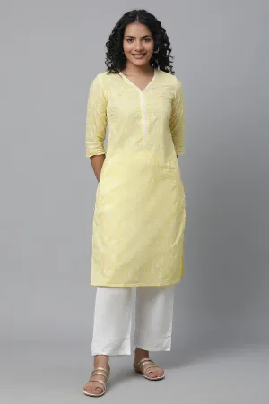 Yellow Printed Cotton kurta & Palazzo Set