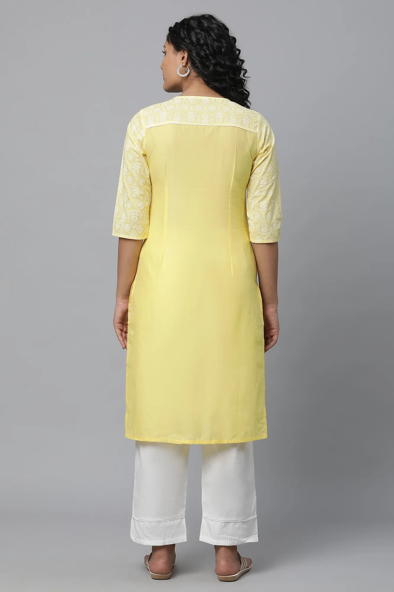 Yellow Printed Cotton kurta & Palazzo Set