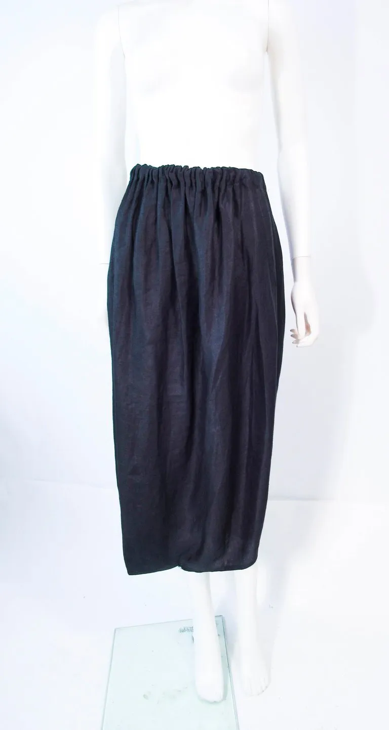 YOHJI YAMAMOTO Black Linen 2 pc Draped Jacket and Pants Suit