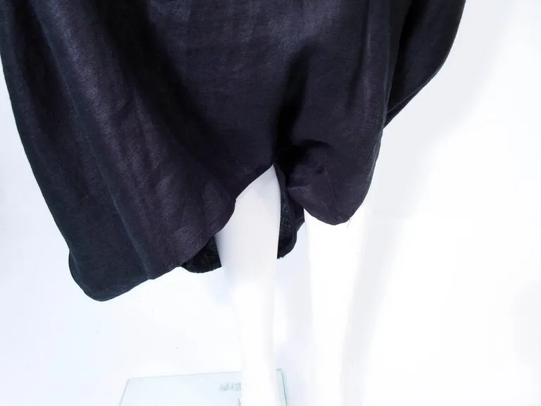 YOHJI YAMAMOTO Black Linen 2 pc Draped Jacket and Pants Suit