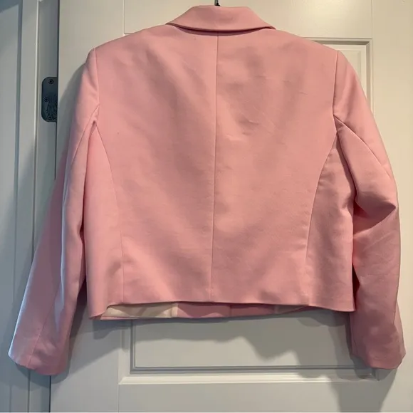Zara Pink Crop Button Front Blazer Jacket Womens Large Professional Feminine