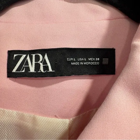Zara Pink Crop Button Front Blazer Jacket Womens Large Professional Feminine